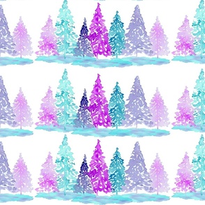 forest pattern  violet and teal