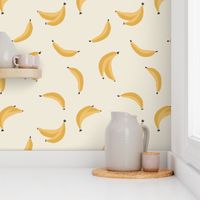 big pop art  yellow Bananas - Tossed on Cream - playful unisex kids