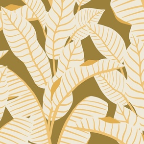 jumbo // Tropical Palms in Green and Gold Yellow