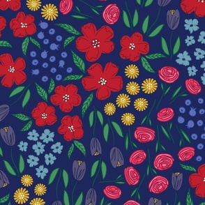 Modern Maximalist Folk Art Floral