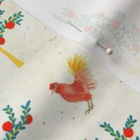Apple trees and Chickens - white