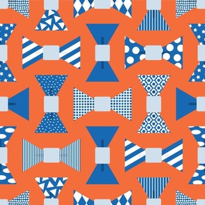 Shapes As Dapper Bow Ties Lg | Bright Blue + Orange