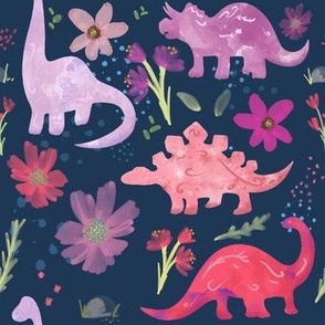 Pink Floral Dinosaurs