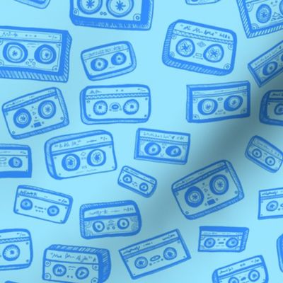 Retro Doodle Cassette Tapes (Pastel Blue)