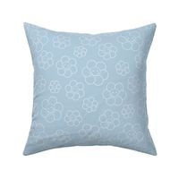Smiley daisies sweet vintage style cute happy day floral print for summer boho vibes cool blue white outline 