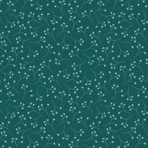tiny tossed dainty flowers on teal green