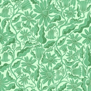 Monochrome Flowers Green (original)