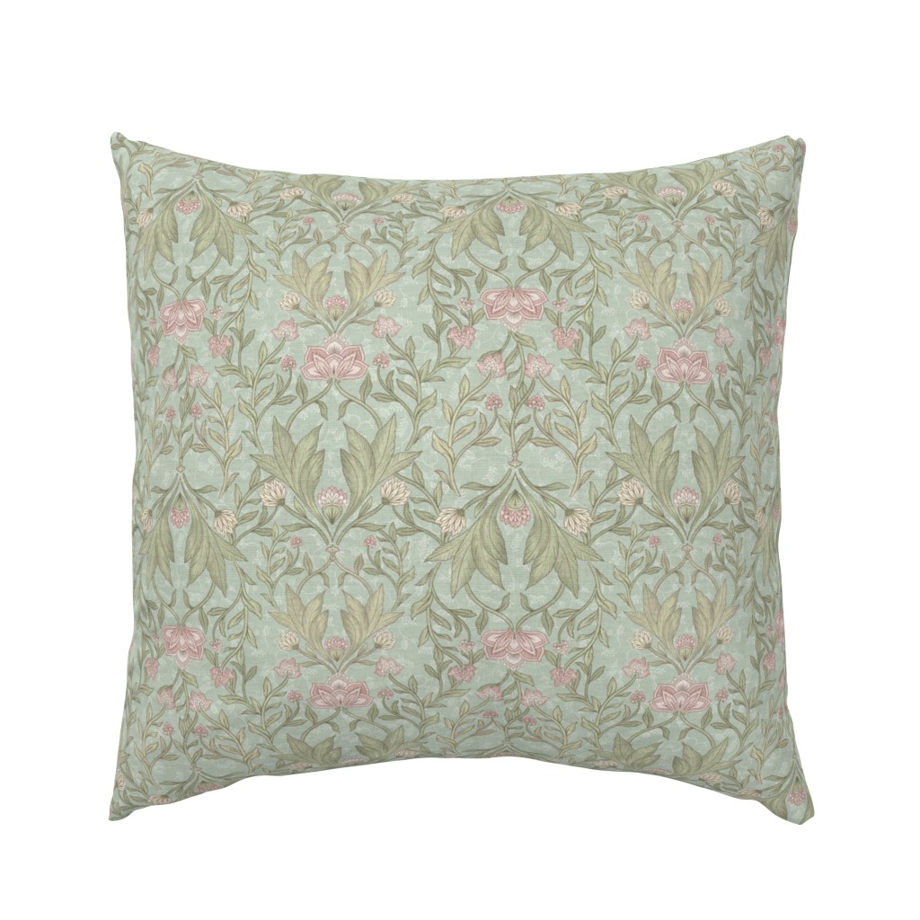 William Morris pale turquoise floral damask - 12"