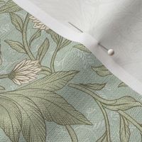 William Morris pale turquoise floral damask - 12"