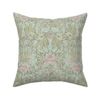 William Morris pale turquoise floral damask - 12"