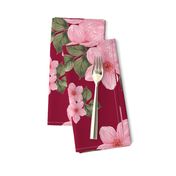 Watercolor Cherry Blossoms (Sakura) (Red) Maxi-print