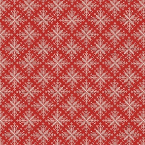 Cream white snowflakes on poppy red | Traditional Christmas Colors | Winter snow knit