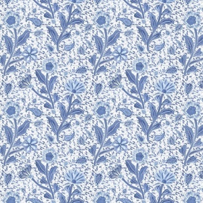 8" Grandmillennial wildflowers chinoiserie - blue and white