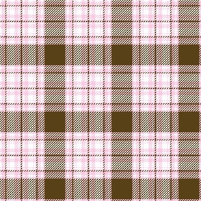 70s pink and white plaid on brown