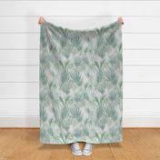 Tropical watercolour palm leaves - neutral linen