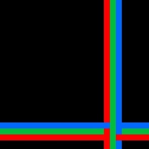 red green blue stripe on black