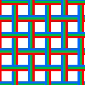 red green blue basket weave on white