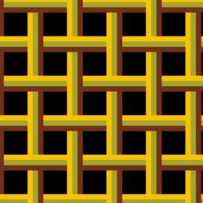 70s brown green yellow weave on black