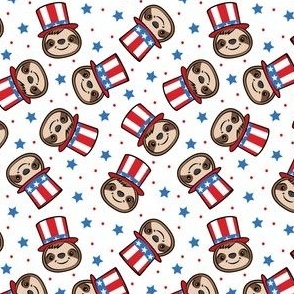 (small scale) USA sloth - patriotic red white and blue - cute sloth - OG - LAD22