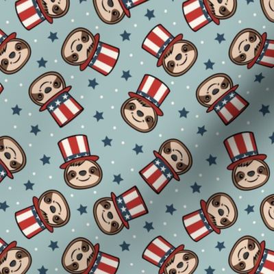 USA sloth - patriotic red white and blue - cute sloth - vintage blue - LAD22