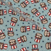 USA sloth - patriotic red white and blue - cute sloth - vintage blue - LAD22