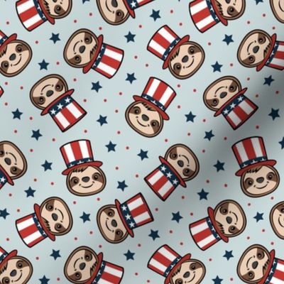 USA sloth - patriotic red white and blue - cute sloth - light blue - LAD22