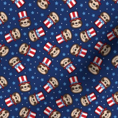 (small scale) USA sloth - patriotic red white and blue - cute sloth - dark blue - LAD22