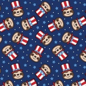 (small scale) USA sloth - patriotic red white and blue - cute sloth - dark blue - LAD22