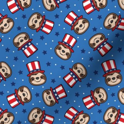 USA sloth - patriotic red white and blue - cute sloth - blue - LAD22