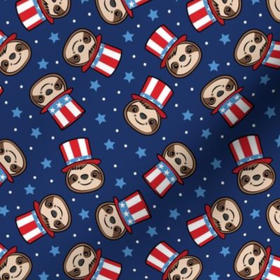 USA sloth - patriotic red white and blue - cute sloth - dark blue - LAD22