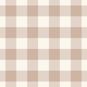1" Gingham Plaid Check {Almond and Off White} 
