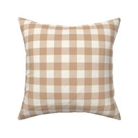 1" Gingham Plaid Check {Almond Latte and Off White} 