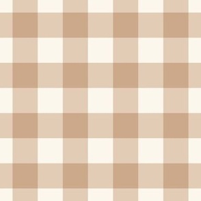 1" Gingham Plaid Check {Almond Latte and Off White} 