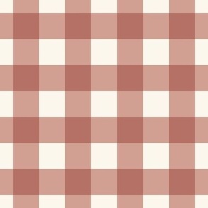 1" Gingham Plaid Check {Dusty Rose and Off White} 