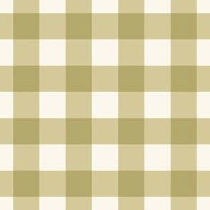 1" Gingham Plaid Check {Dusty Yellow and Off White} 