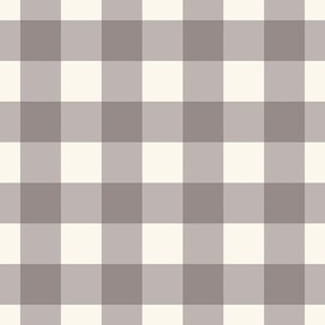 1" Gingham Plaid Check {Pale Umber and Off White} 