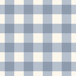 1" Gingham Plaid Check {Pastel Blue and Off White} 