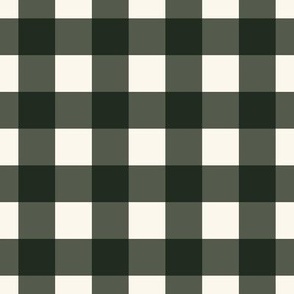 1" Gingham Plaid Check {Thyme Green and Off White} 