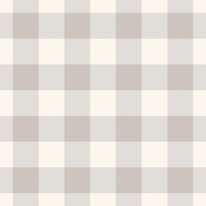 1" Gingham Plaid Check {Timberwolf and Off White} 