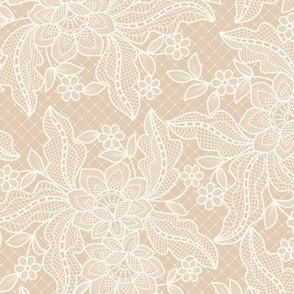 Floral Lace {Almond Latte and Off White} Medium Scale