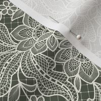 Floral Lace {Thyme Green and Off White} Medium Scale