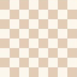 1" Checkerboard Plaid Check {Almond Latte and Off White} 