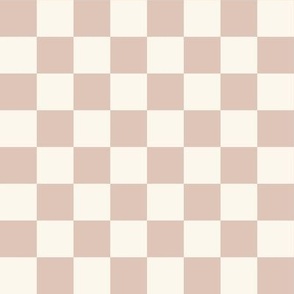 1" Checkerboard Plaid Check {Blush Pink and Off White}