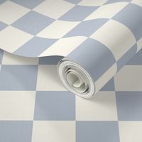 1" Checkerboard Plaid Check {Pastel Blue and Off White}