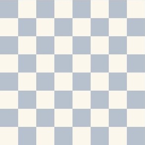 1" Checkerboard Plaid Check {Pastel Blue and Off White}