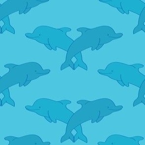 Jumping Dolphin Pairs in Blue