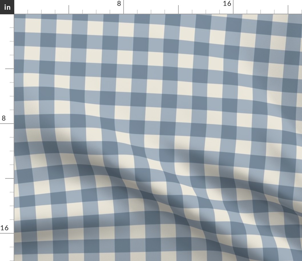 1" Gingham Plaid Check {Cadet Blue and Alabaster} 