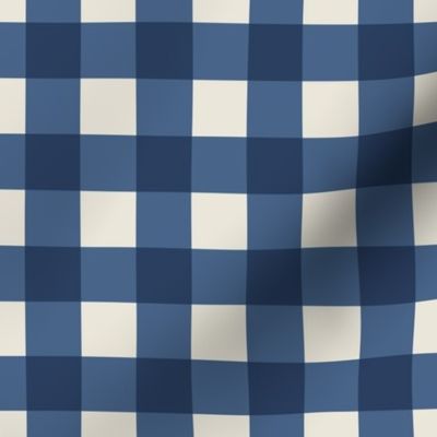 1" Gingham Plaid Check {Federal Blue and Alabaster} 