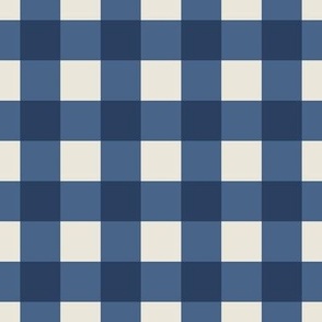 1" Gingham Plaid Check {Federal Blue and Alabaster} 