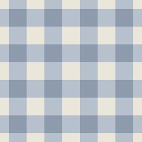 1" Gingham Plaid Check {Pastel Blue and Alabaster} 